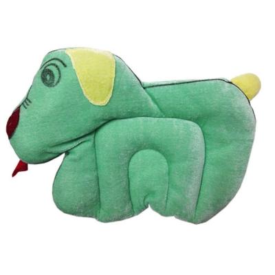 Tiny Toes Velvet Baby Pillow Mustard(Rai) Filled Dog Shape (Green)