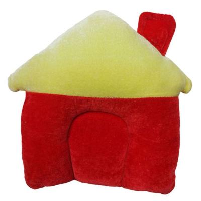Tiny Toes Velvet Baby Pillow House Shape (Red)
