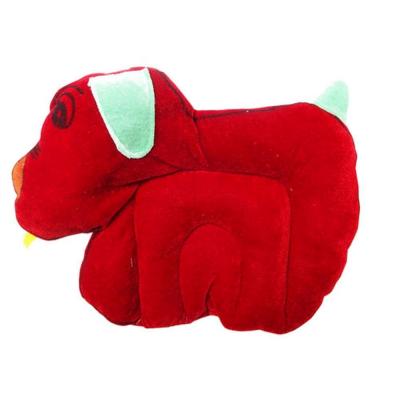 Tiny Toes Velvet  Baby Pillow Mustard(Rai) Filled Dog Shape (Red)