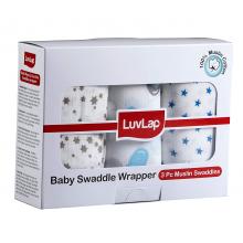 LuvLap 100% Cotton Muslin Baby Swaddles - Stars Print 0+ Month