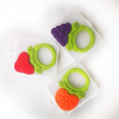 Tiny Toes Silicone Baby Fruit Teether with Hygiene Case (1 Pcs)