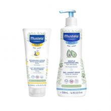 Mustela Nourishing Lotion with Cold Cream 200ml and Gentle Cleansing Gel 500ml (Combo Pack)